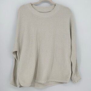 Lululemon Silk Blend Women's Cream Ribbed Crewneck Sweater size XL